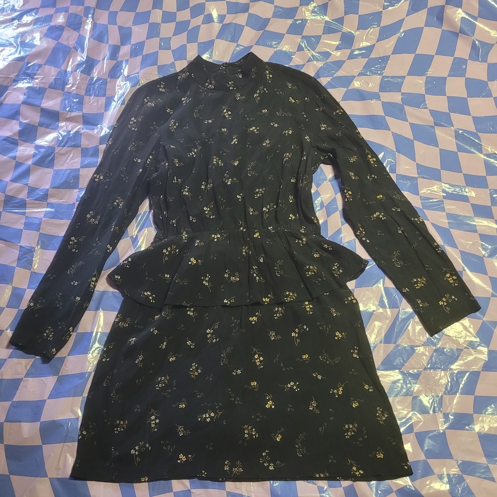 H&M Black Long Sleeve Dress with Floral Accents